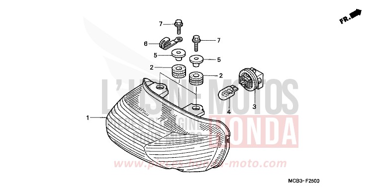 TAILLIGHT for Transalp 650 PEARL BREEZY BLUE (PB341) from 2003